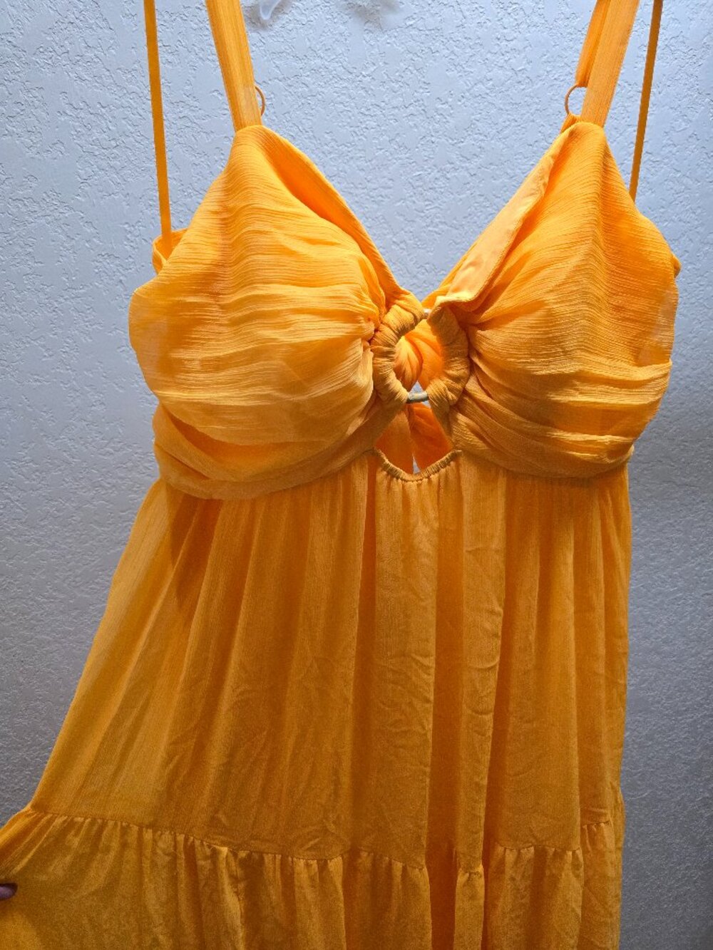 Gabrielle Union 1X Maxi Tiered Yellow Sleeveless Dress